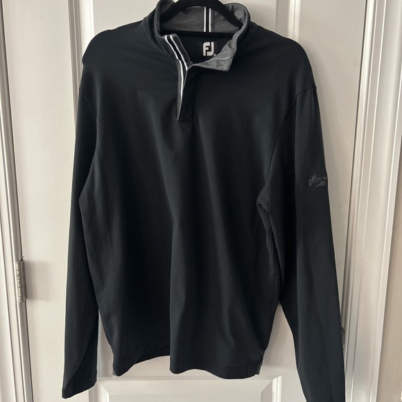 Footjoy 1/4 Zip Pullover Mens Size Med Black Stretch Jersey Golf Performance - Picture 1 of 13